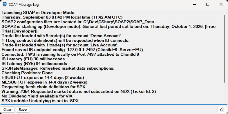 SOAP2 Message Log at startup